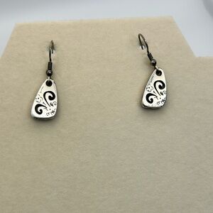 Brighton Jewelry Brazilian Earrings French Wire Silver Plated Teardrop Cutout